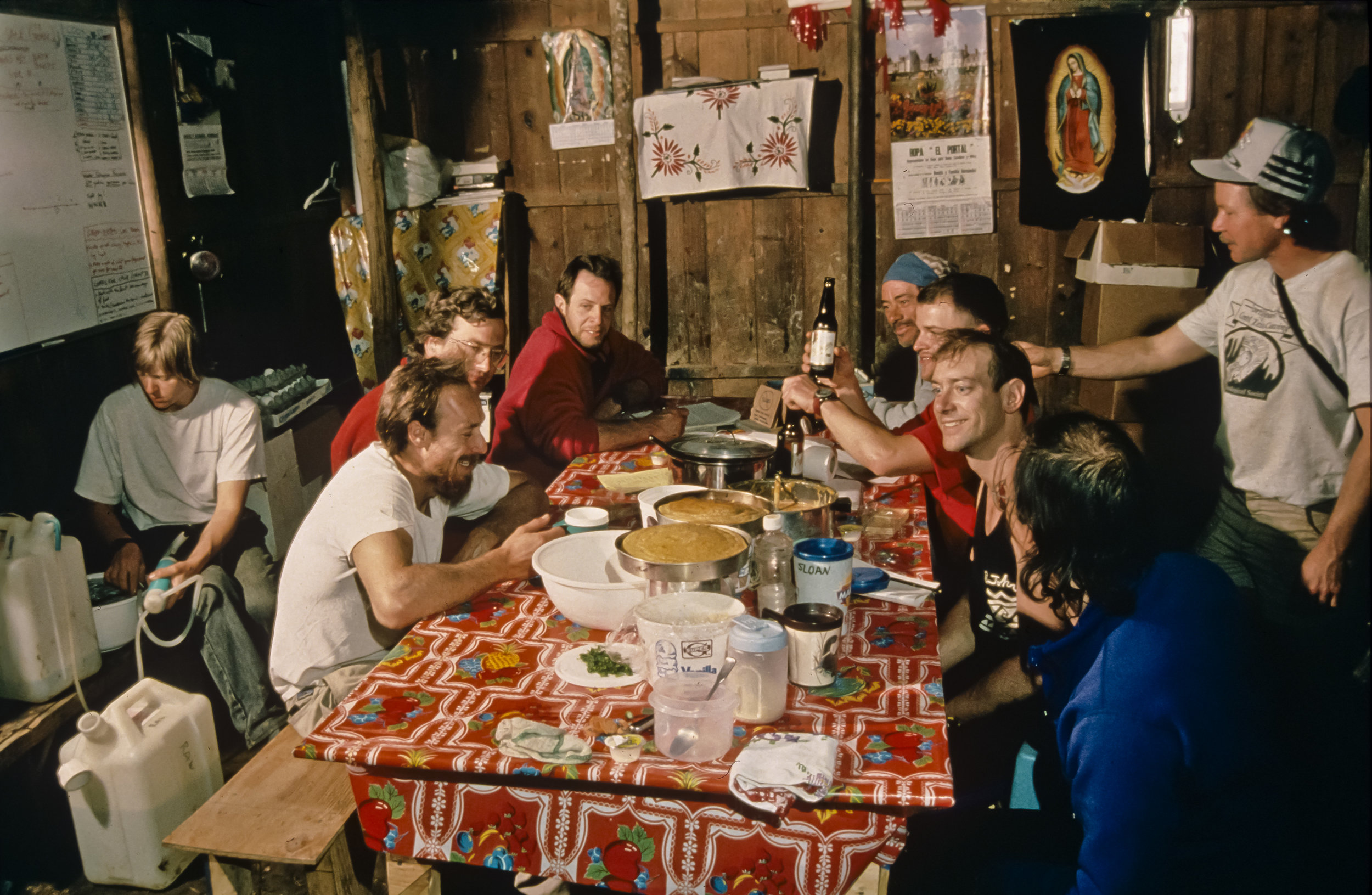  Typical mess hall scene in early March of 1994. Photo by U. S. Deep Caving Team/Bill Stone. 