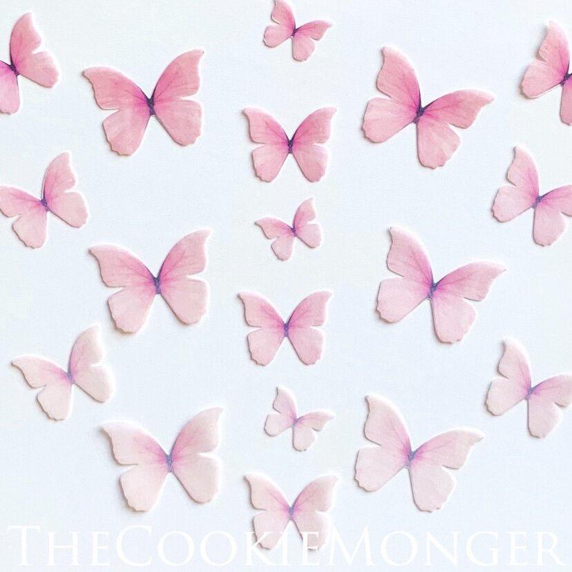 Soft Pink Ombre Edible Pre-Cut 3D Wafer Paper Butterflies--16