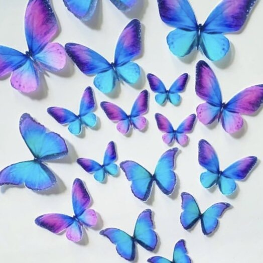 Edible Wafer Paper Blue and Purple Butterfly - Edible Perfections