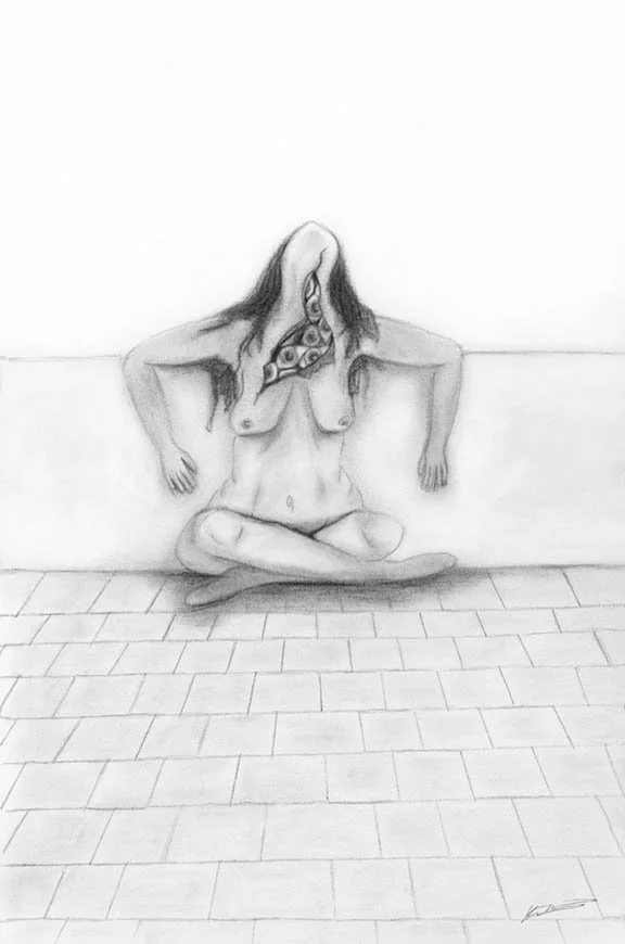 What Stares Back
Charcoal and Graphite on Paper