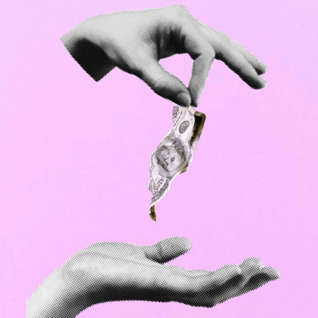 Geometric drawing of an outline square with sections divided by vertical, horizontal, and half circle lines.