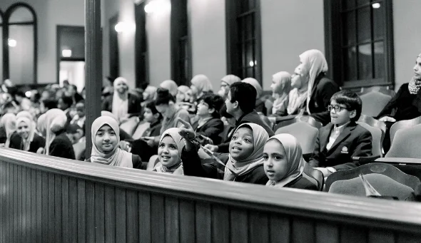 A group of students before a performance in Wilmington, DE