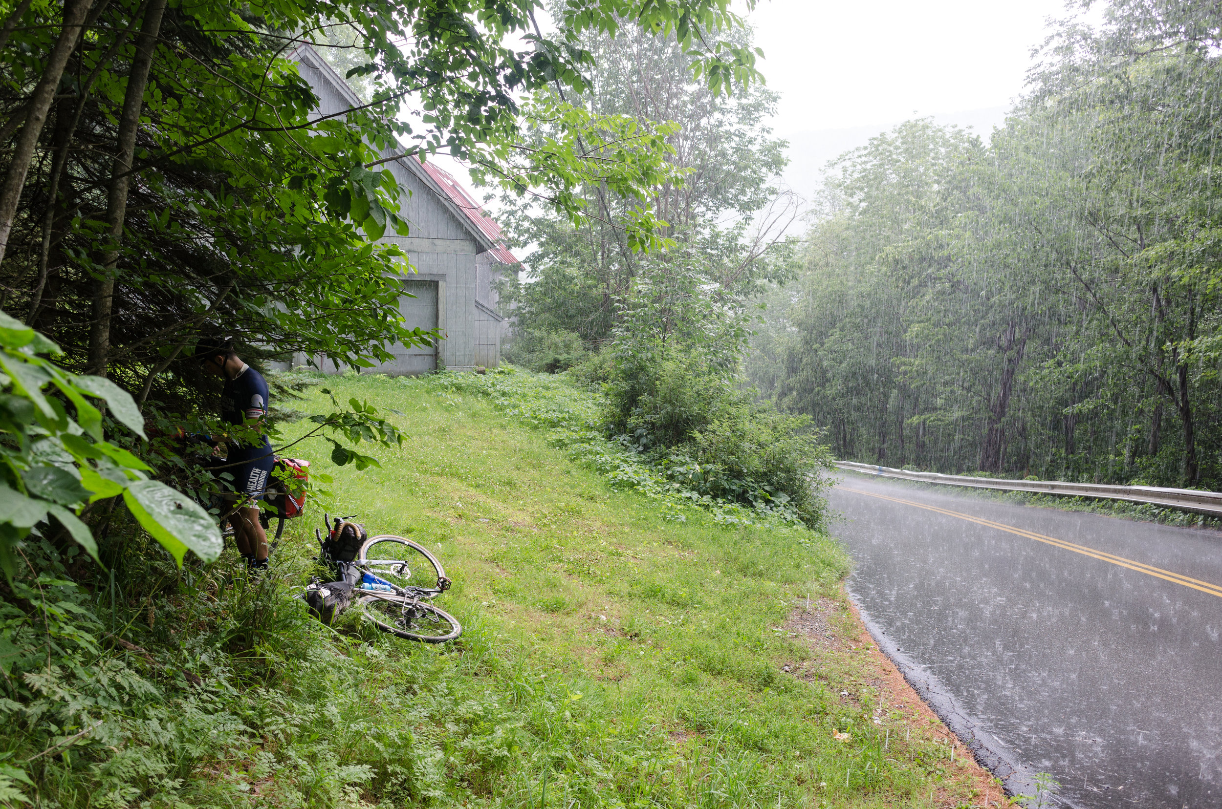  Before long we were forced to pull over to seek shelter - a wise decision because just a few minutes later trees started falling across the road and power lines in both directions. 