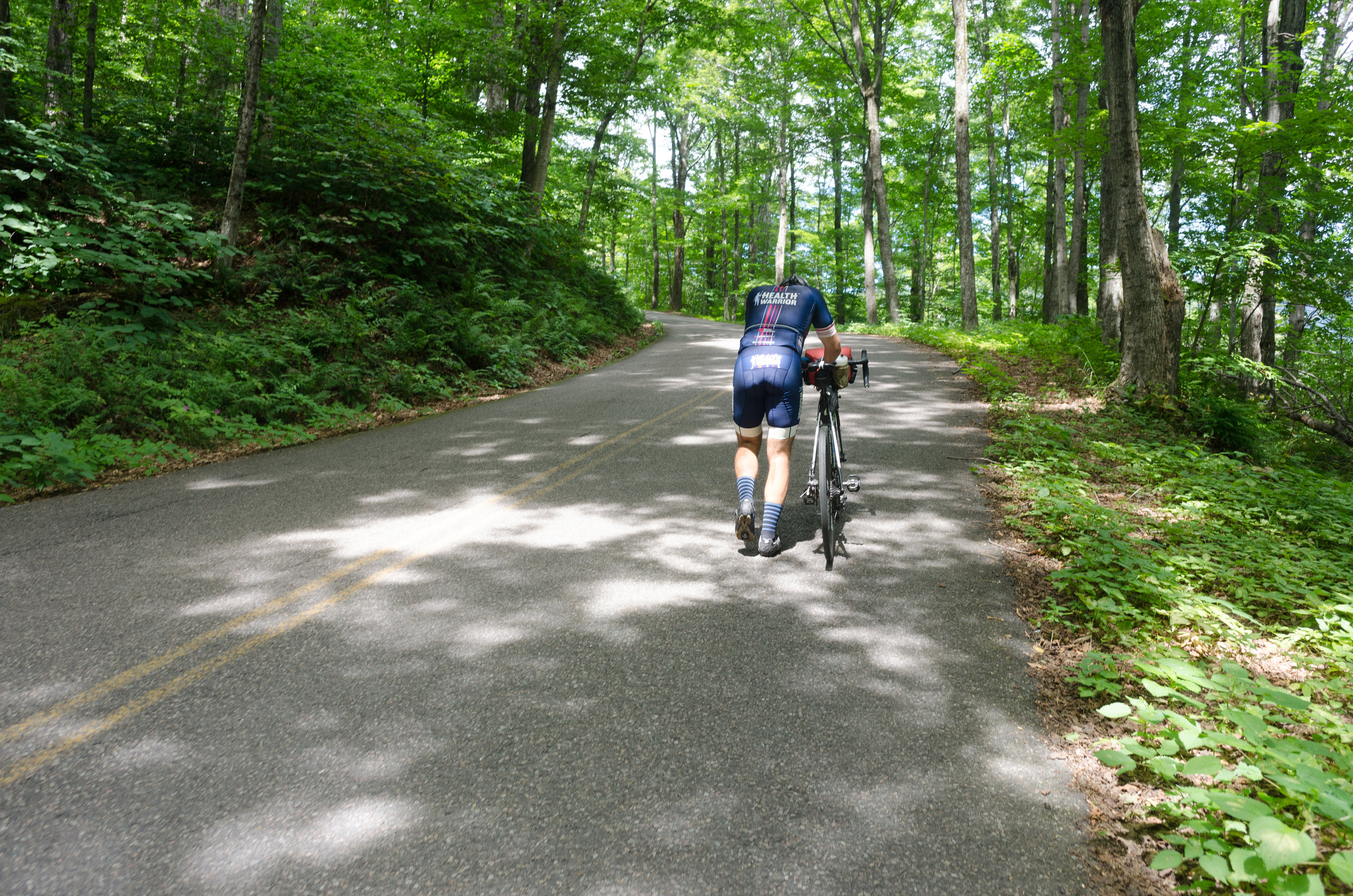  Of course we decided to ride Lincoln Gap - the steepest paved road in North America which we were not at all equipped to ride with our loaded touring bikes. It was a sobering walk. 