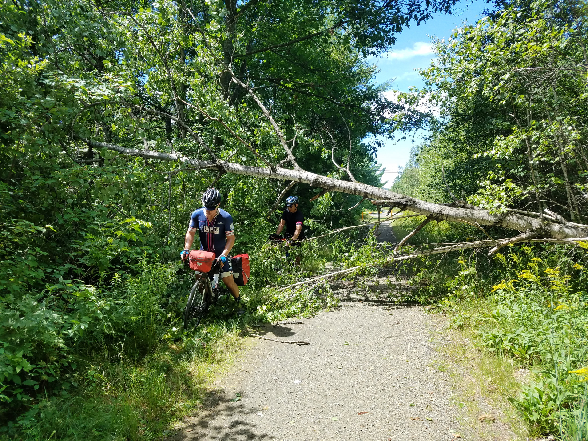  The original plan was to camp the entire route, but with the weather on day one the trails we planned to take were covered with downed trees - often times every fifty feet. 