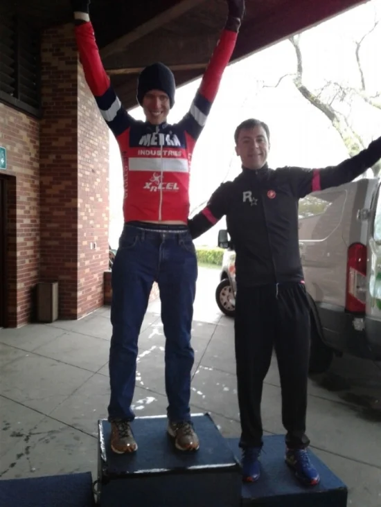 M P1/2 Podium; Eugene Boronow got 3rd but apparently headed straight home to Tucson AZ to dry off after a wet and cold day of racing.