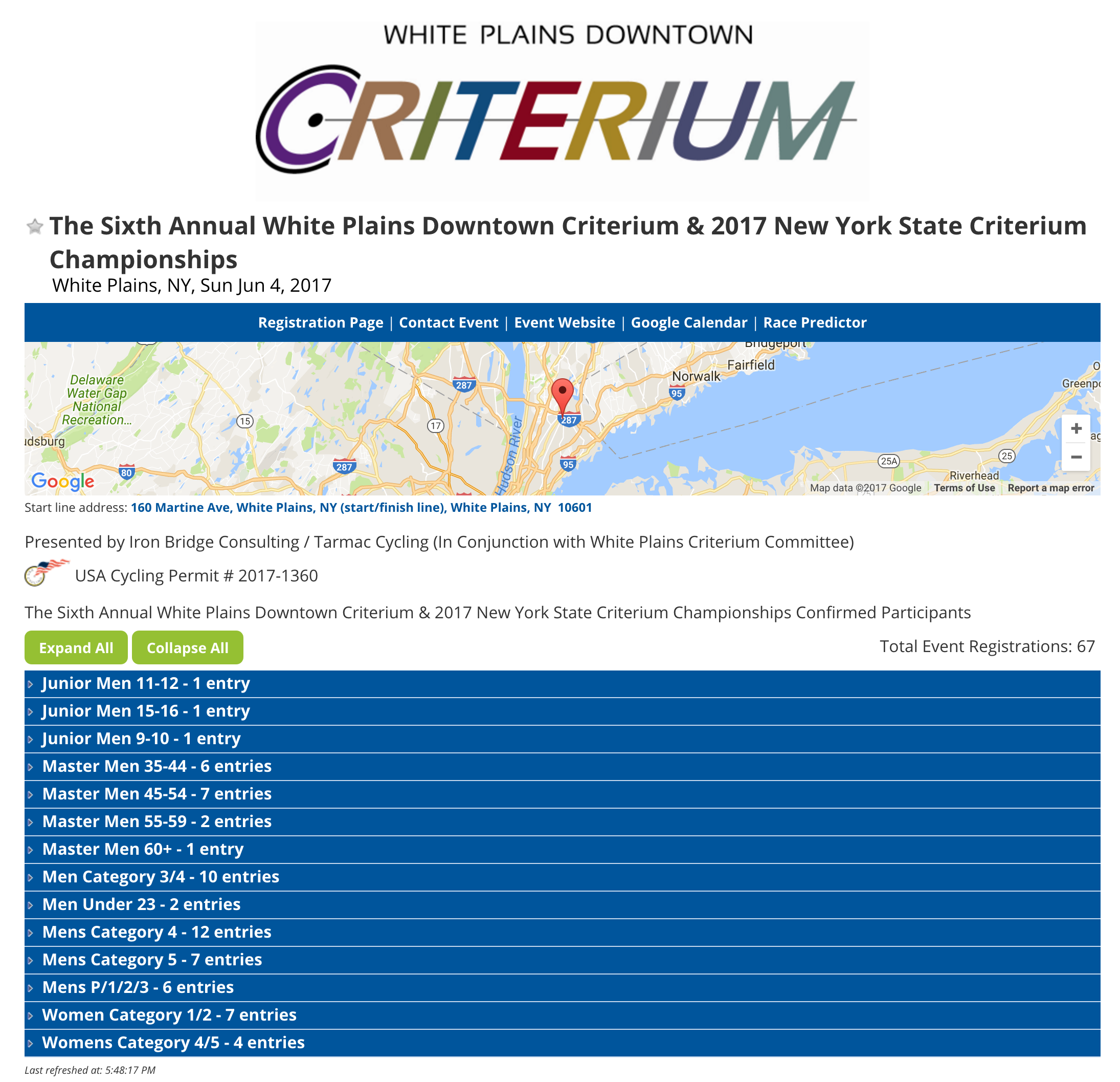 Registration for the 2017 edition of the White Plains Downtown Criterium.