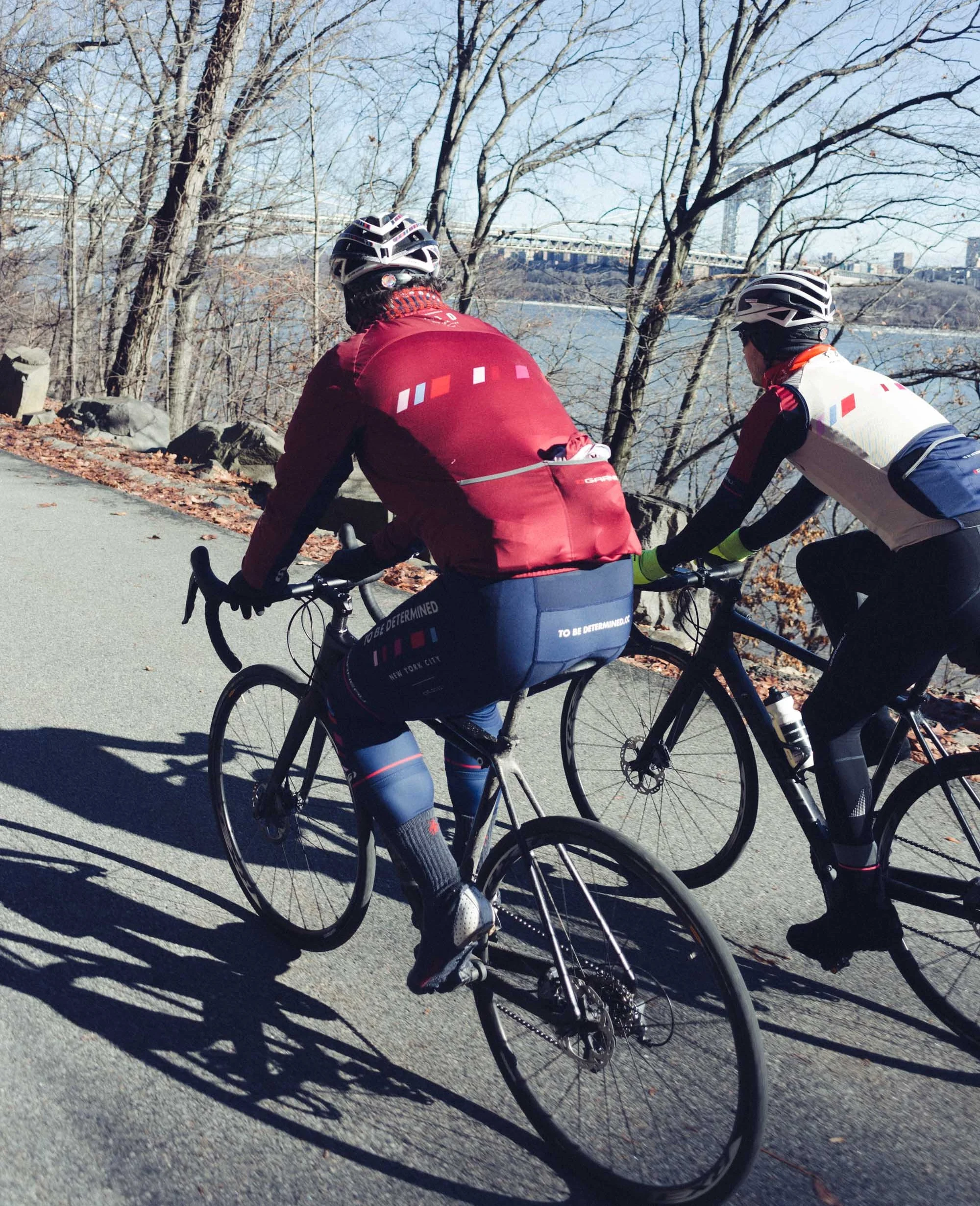 Cullen & Clay enjoying a River-Bridge view on matching Garneau D-1s.
