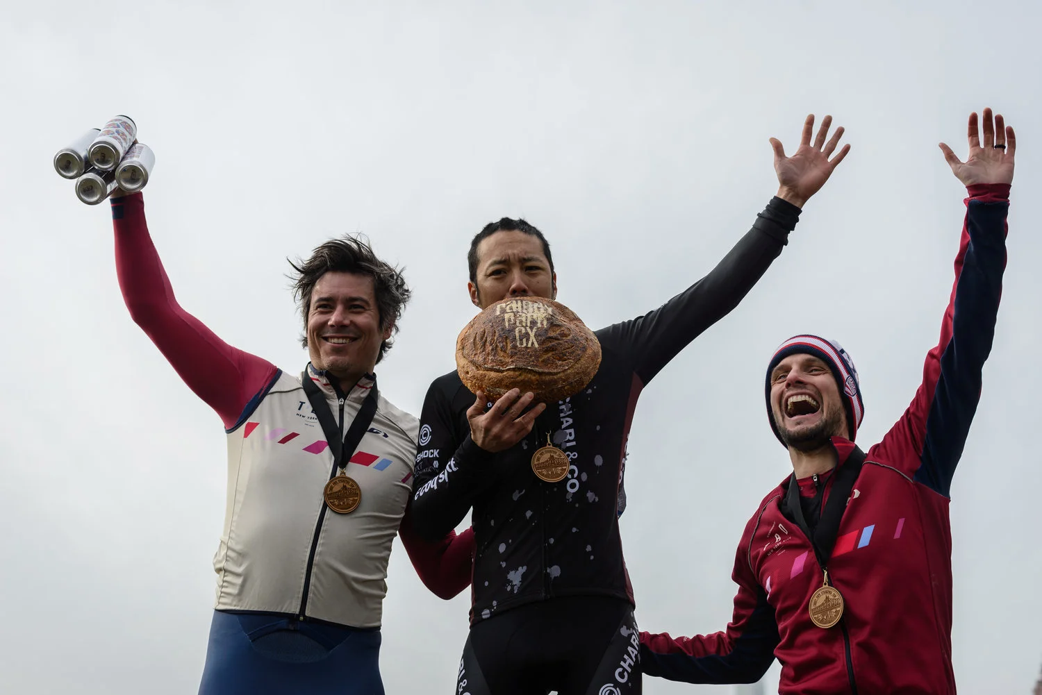 Clay Parker Jones (2nd), Jun Sugai (1st) and Daghan Perker (3rd) in the Men’s category 3 race at Rainey Park. Photo by Scott Rettino