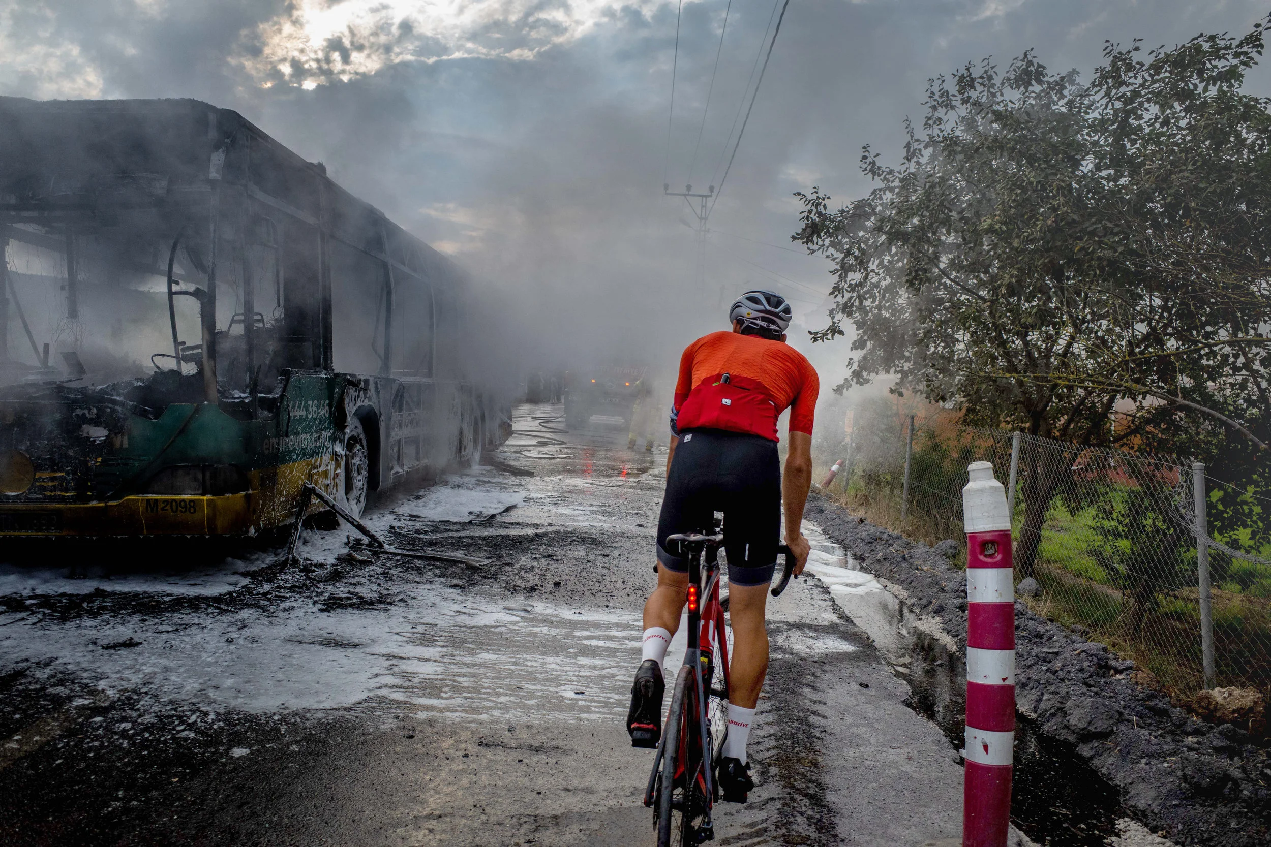 This is NOT a typical sight for Turkey, but we happened to come across a bus that had just caught on fire. Fire fighters were nice enough to let us through.