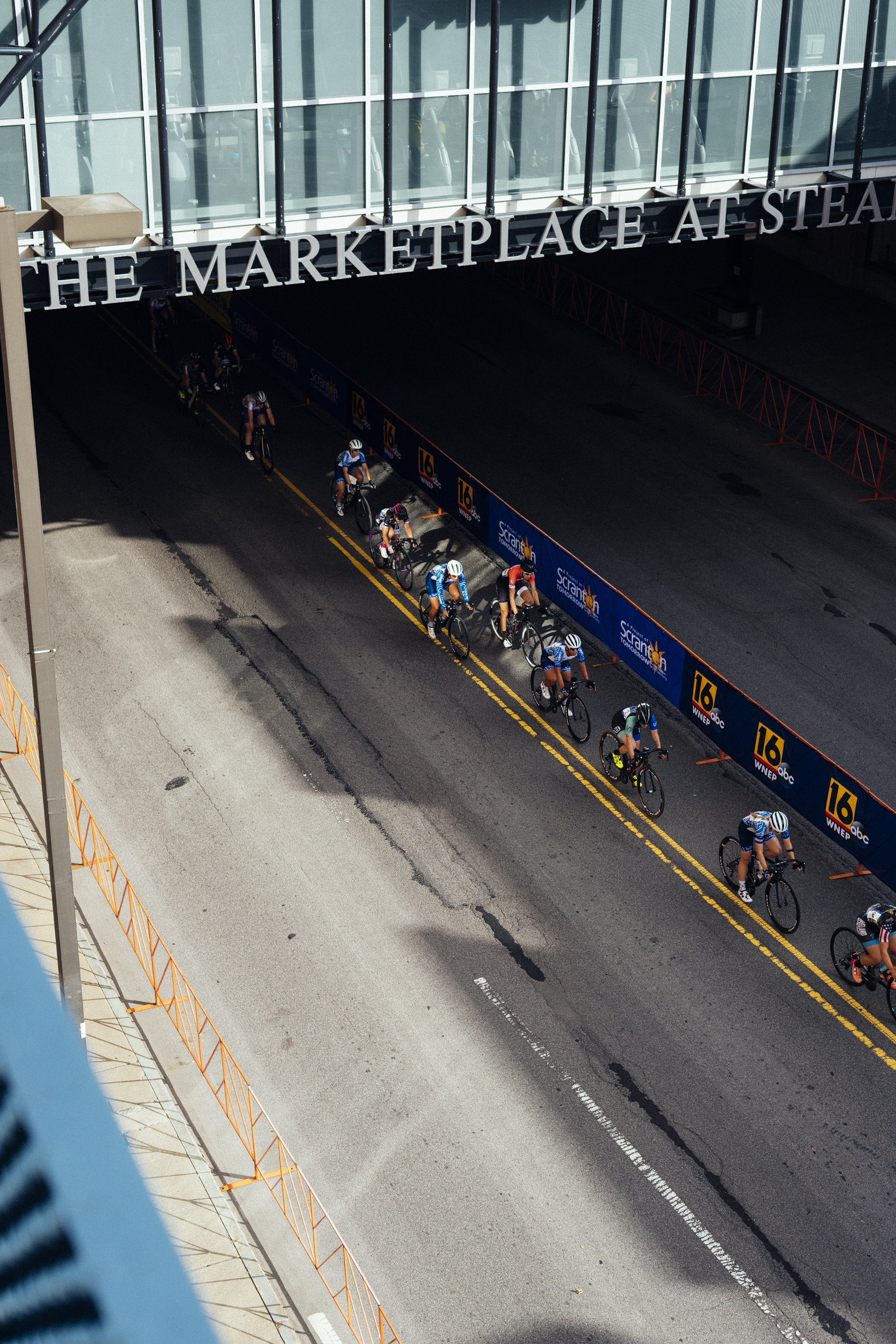  The pro women's race was all strung out down Lackawana Ave in Scranton 