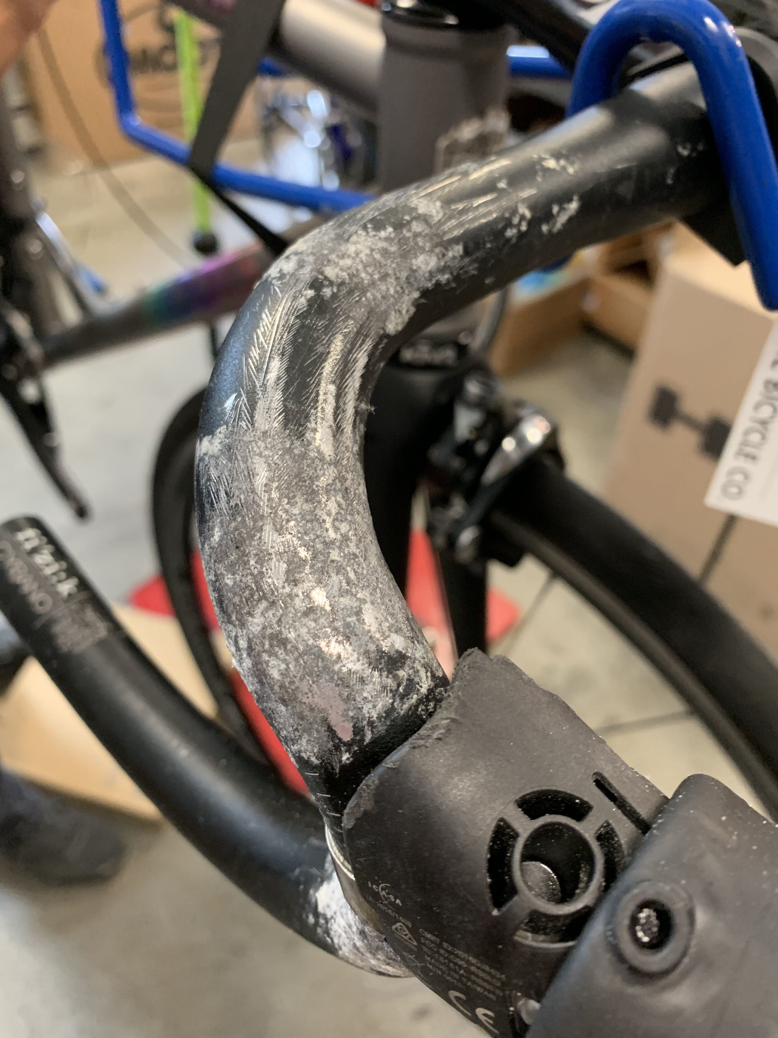 A particularly bad case of bar corrosion from team Zwift star Tom