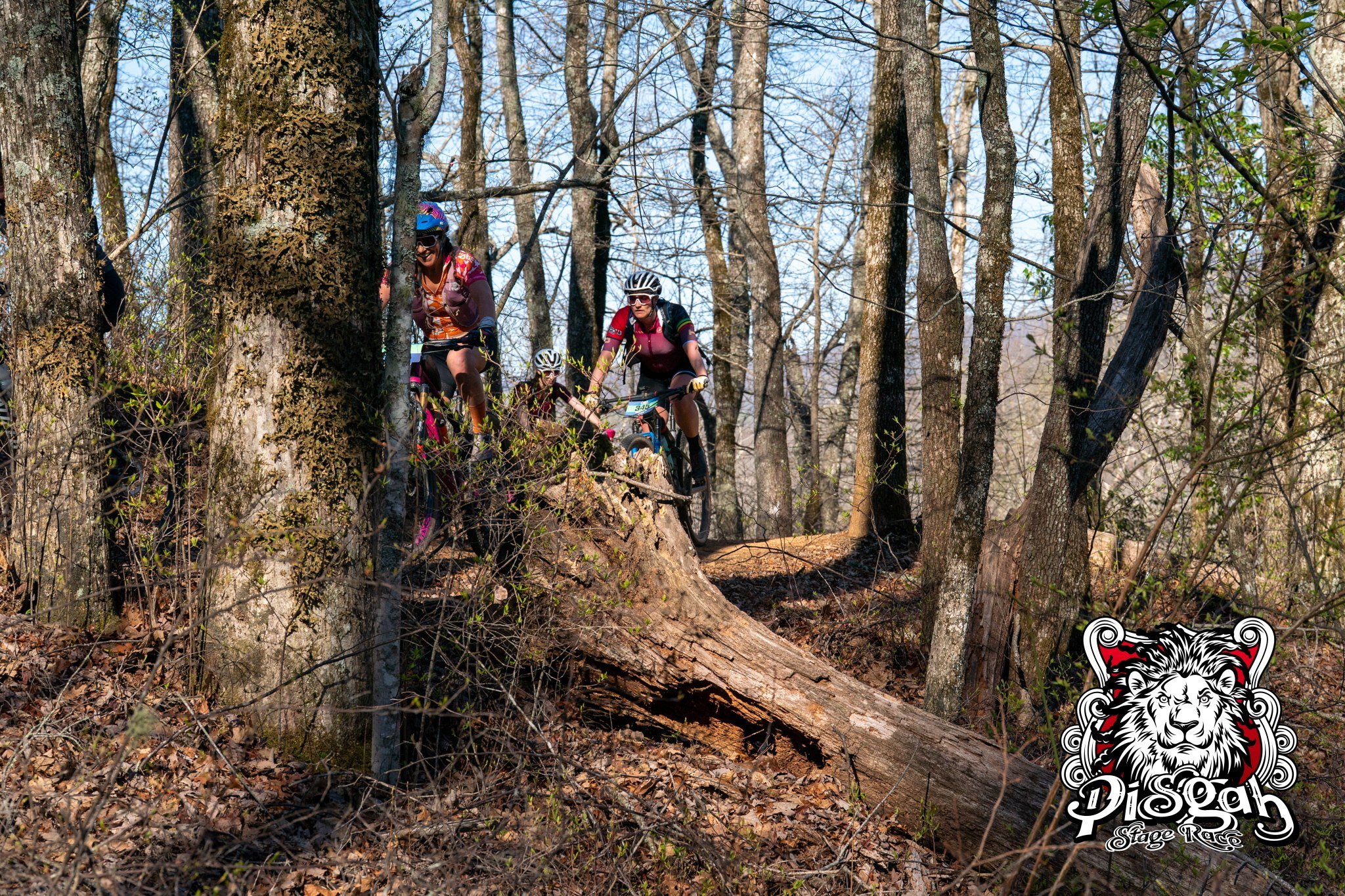 Shane and Hannah racing through the woods