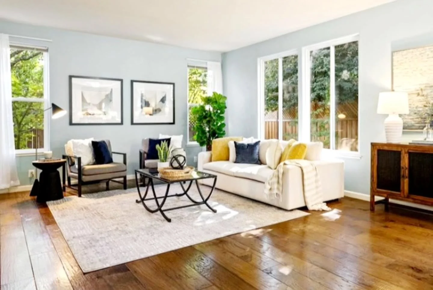 A comfortable and casual family room, setting the mood for gathering and togetherness. #stagedright #homestaging