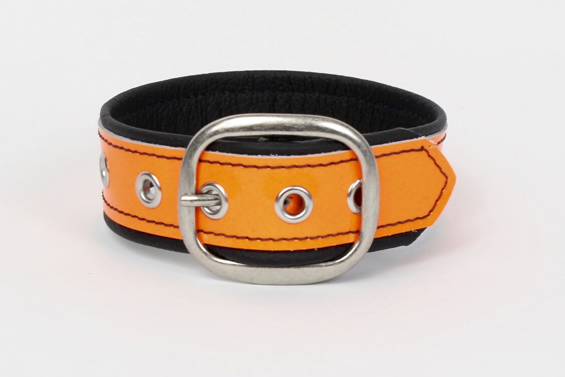 Neon Orange Leather Armband — Johnny Martinez Leather