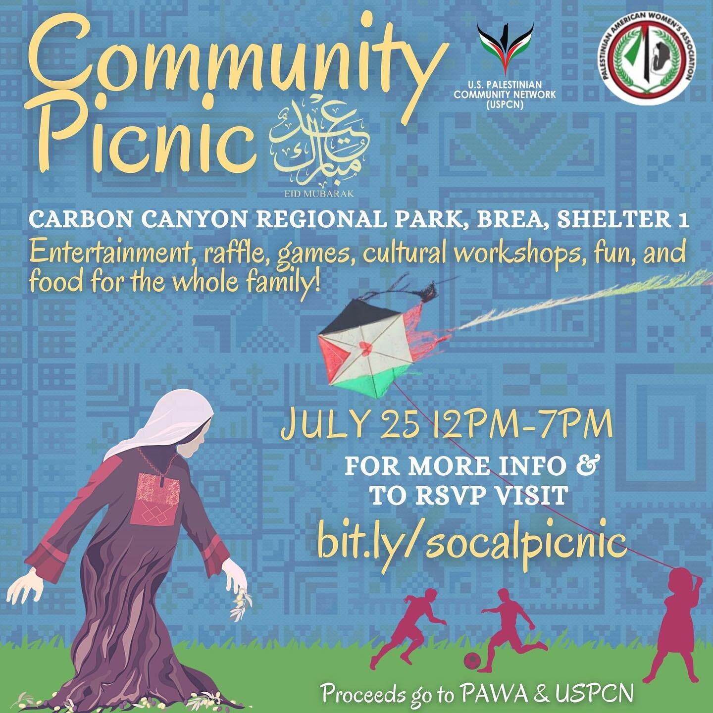 We are only 11 DAYS away from @uspcn&rsquo;s Community Picnic in Southern California on 07/25! Join us and Palestinian American Women's Association for a day of entertainment, raffles, games, cultural workshops, fun, and food for the whole family. He