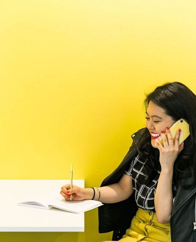Image of Reyah Baltazar in Make Lemonade’s private “phone booth".