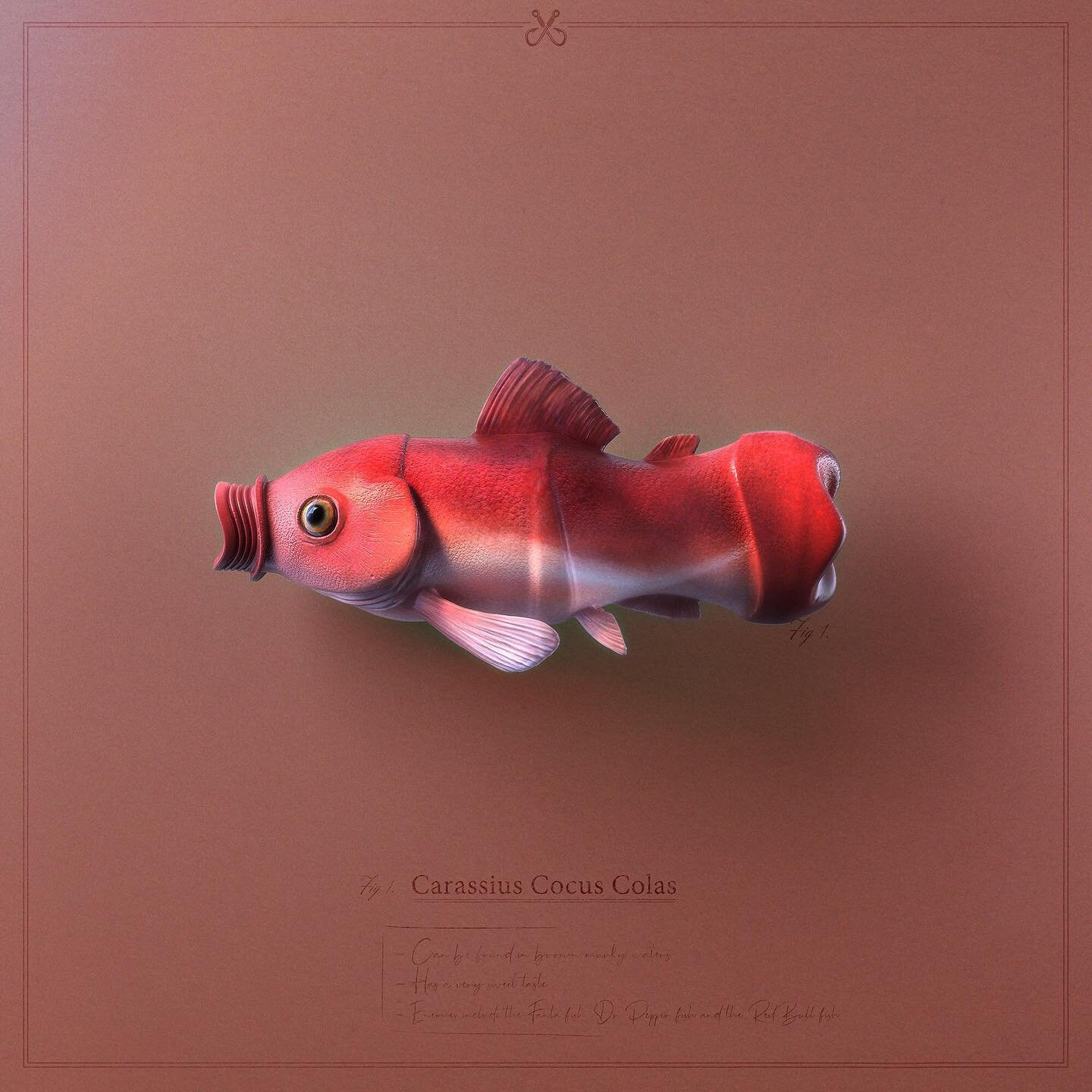 Trashfish species no. 1 of 6; The Carassius Cocus Colas.⠀
- Can be found in murky brown waters⠀
- Has a very sweet taste⠀
- Sleeps mostly upright⠀
.⠀
.⠀
#trashfish #junk #waste #trash #plasticpollution #consumerism #plasticsoup #fish  #zbrush #cinema