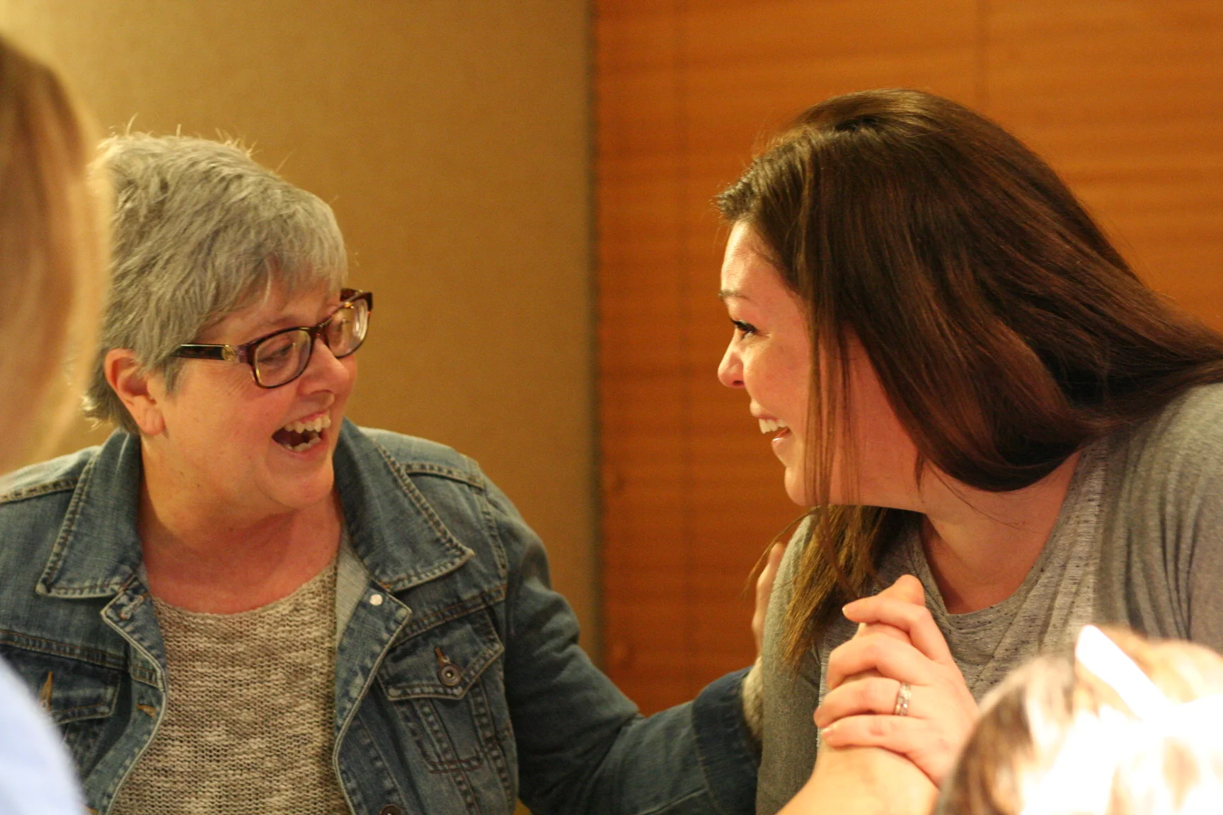 Debi (Sarah's mom) and Abby rejoice in the first moments of baby Hannah's life. (Photo by Kim)
