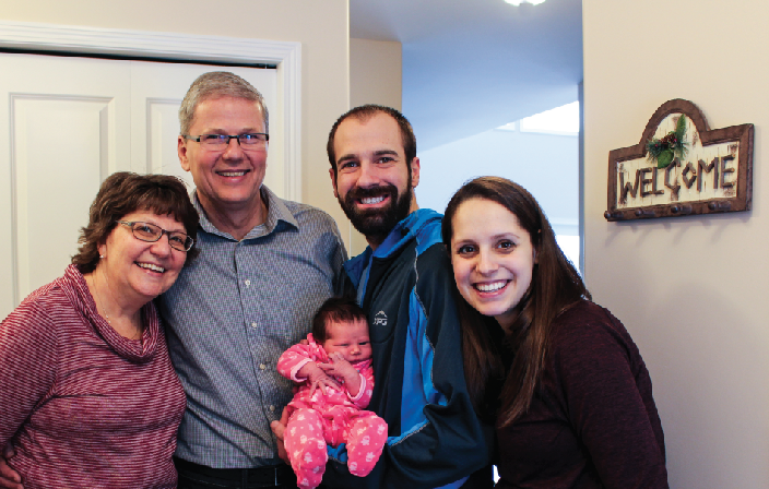 With our hosts, Frank and Cheryl in the entryway after we arrived back from hospital. 