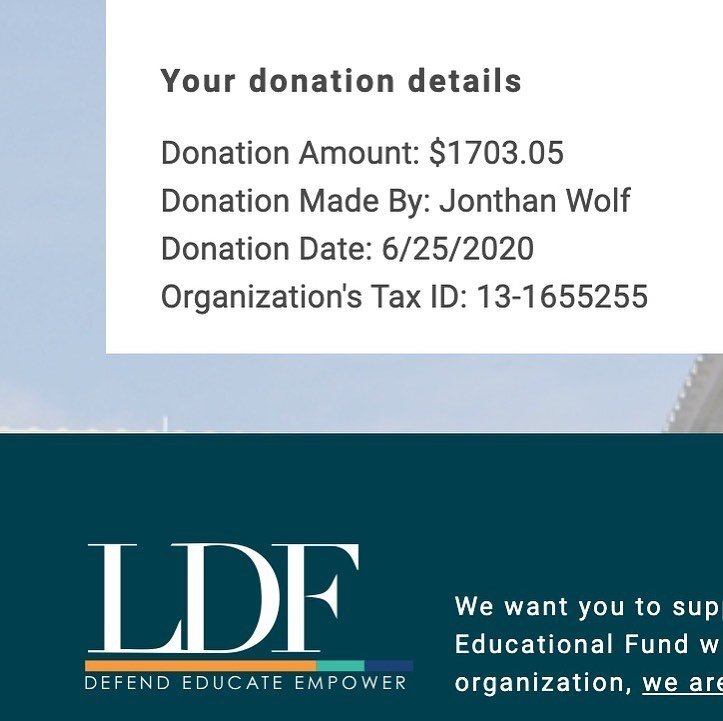 We were able to send $1703 to the @naacp_ldf from Bandcamp sales last weekend! Thank you all for donating!