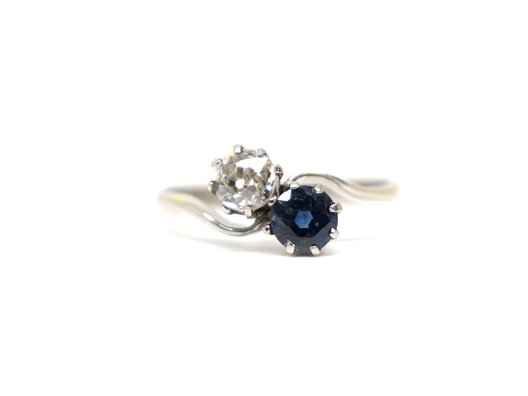 18ct Gold & Platinum Sapphire & Diamond Toi Et Moi Ring