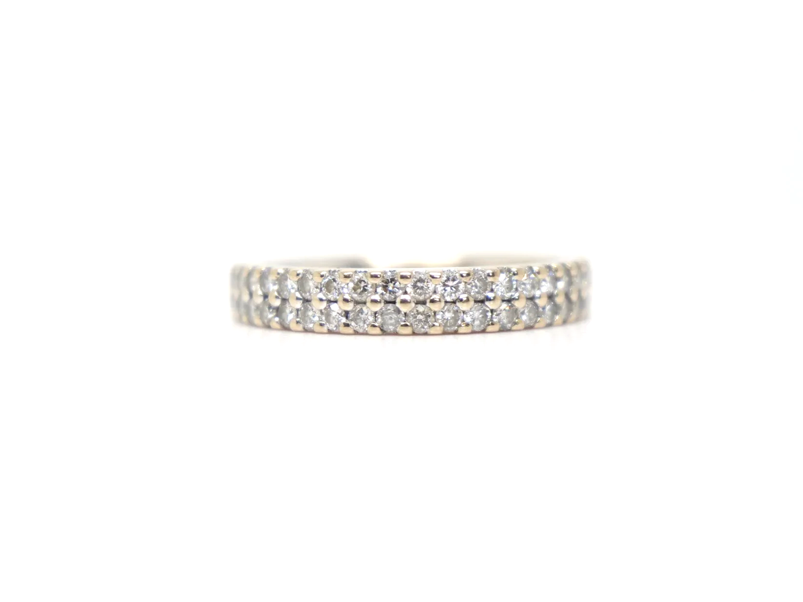 double row 18ct yellow gold diamond half-eternity ring