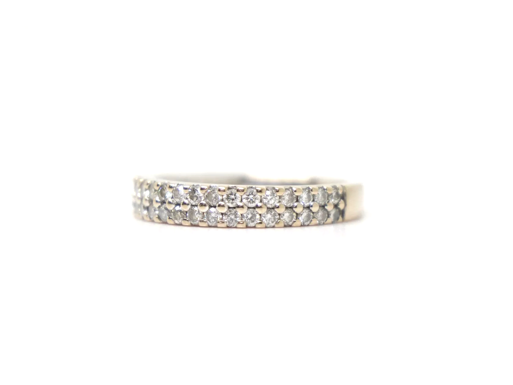 double row 18ct yellow gold diamond half-eternity ring