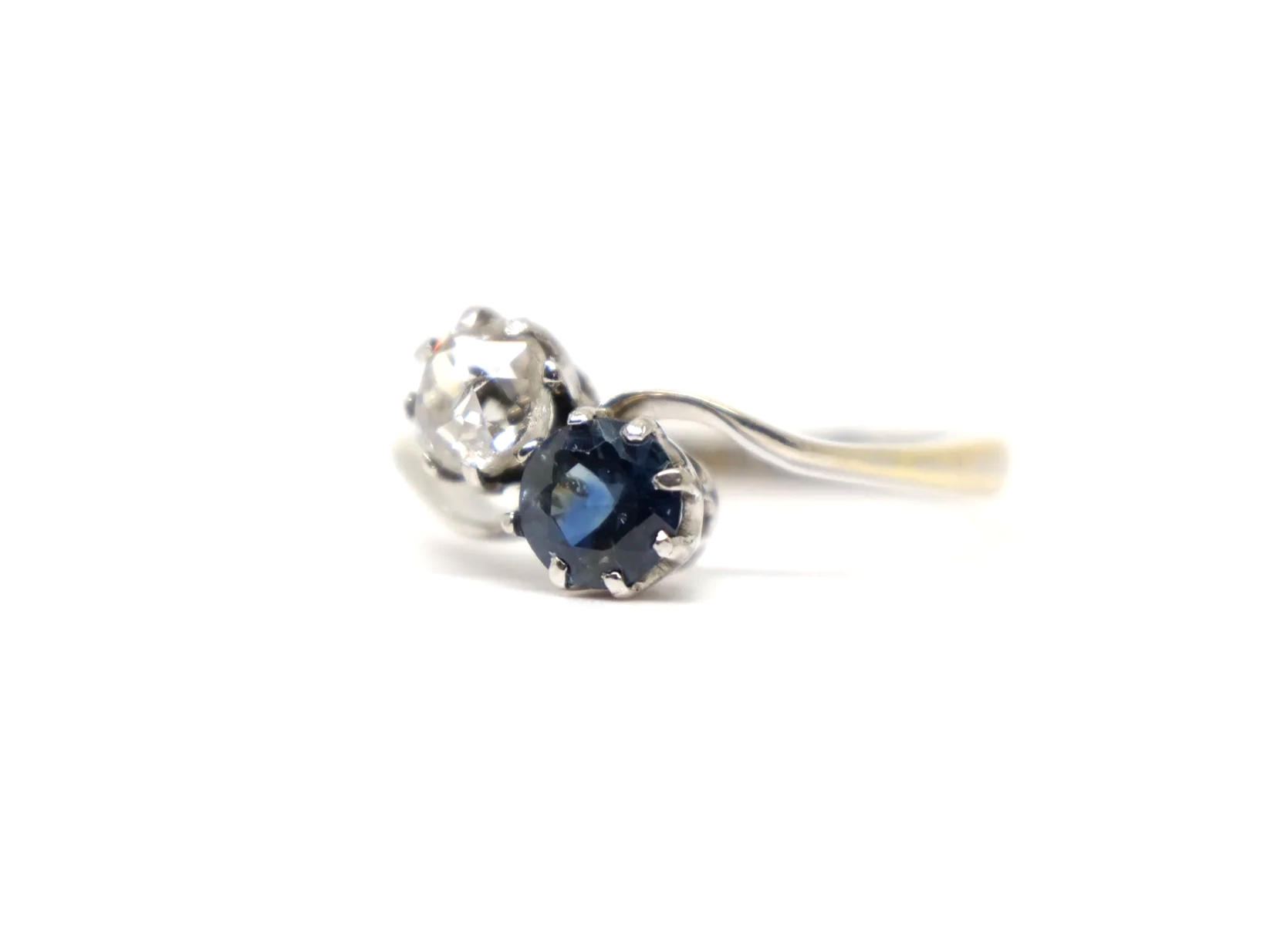 18ct Gold & Platinum Sapphire & Diamond Toi Et Moi Ring