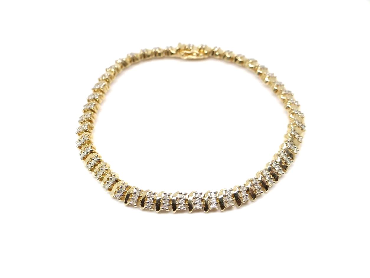 9ct yellow gold diamond tennis bracelet