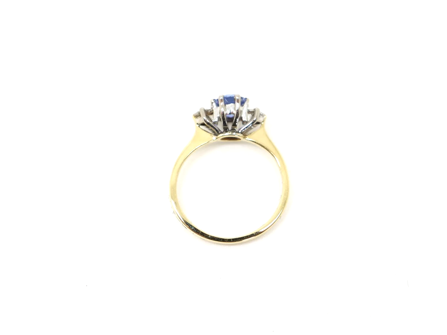 vintage 18ct gold sapphire and diamond three-stone ring
