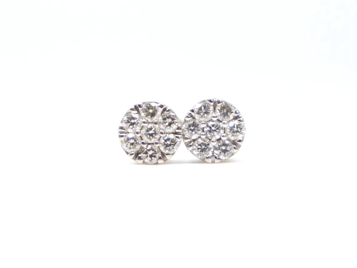9ct white gold diamond cluster stud earrings