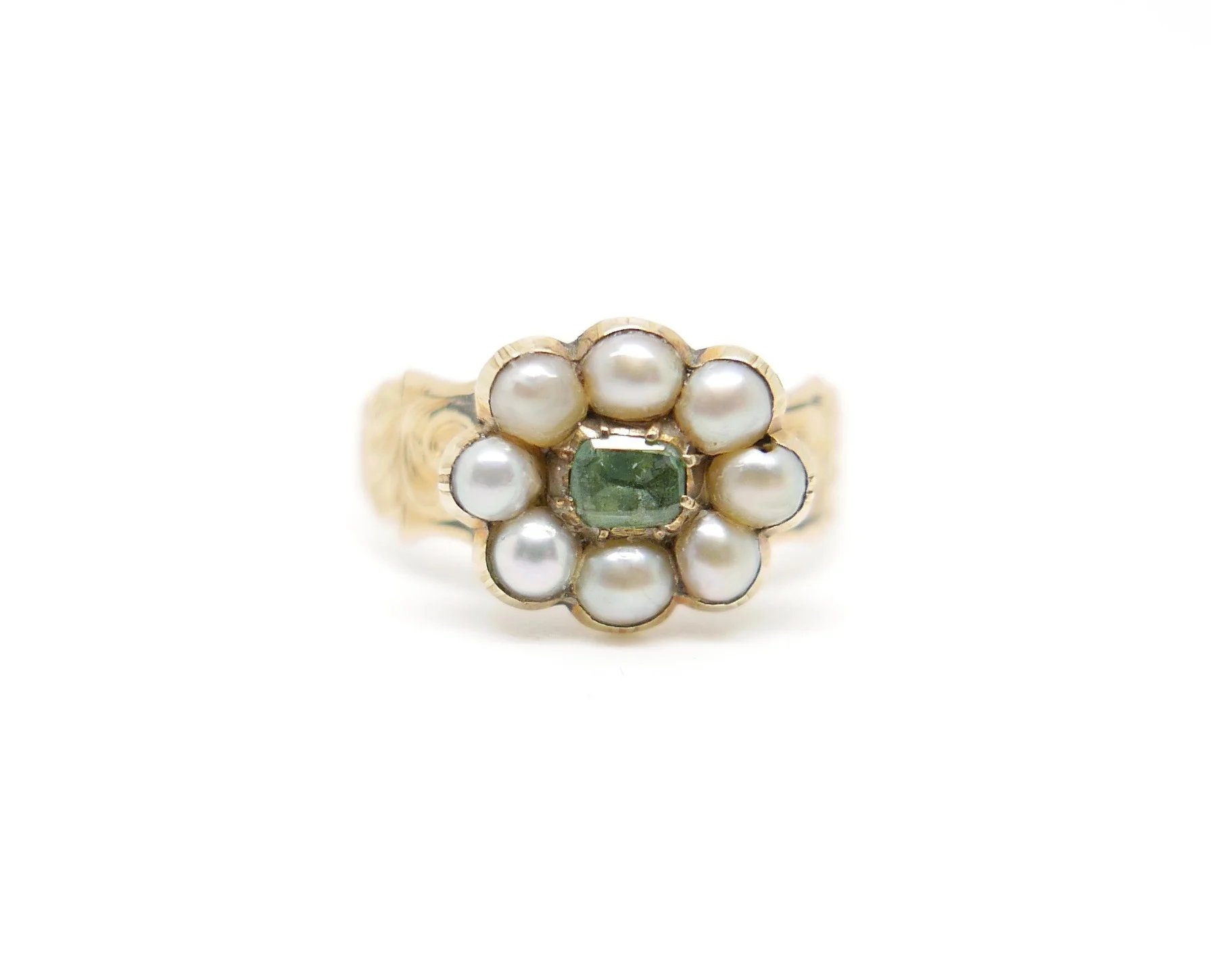 Georgian Peridot &amp; Pearl Ring