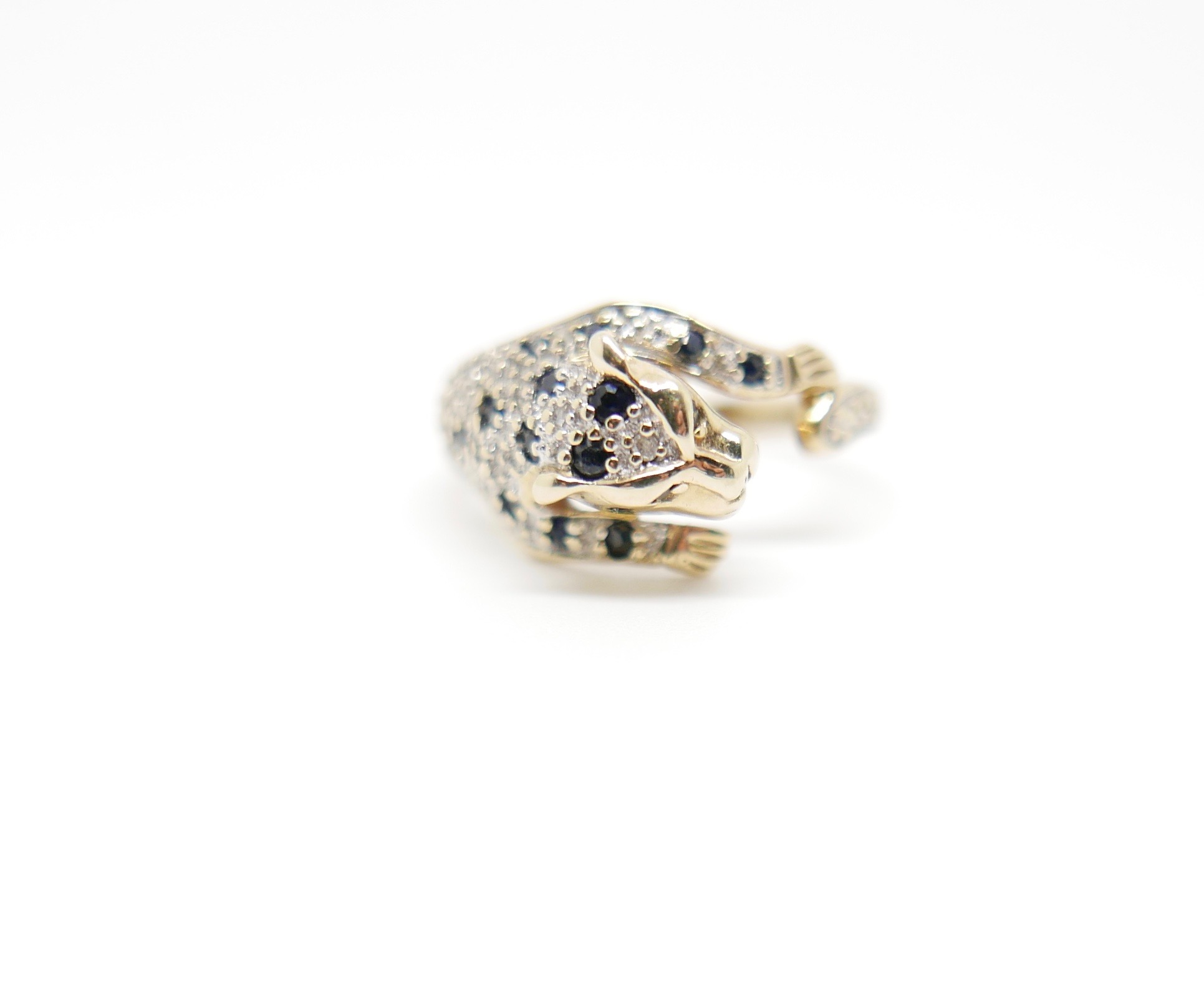 Unusual Leopard Diamond &amp; Sapphire Ring