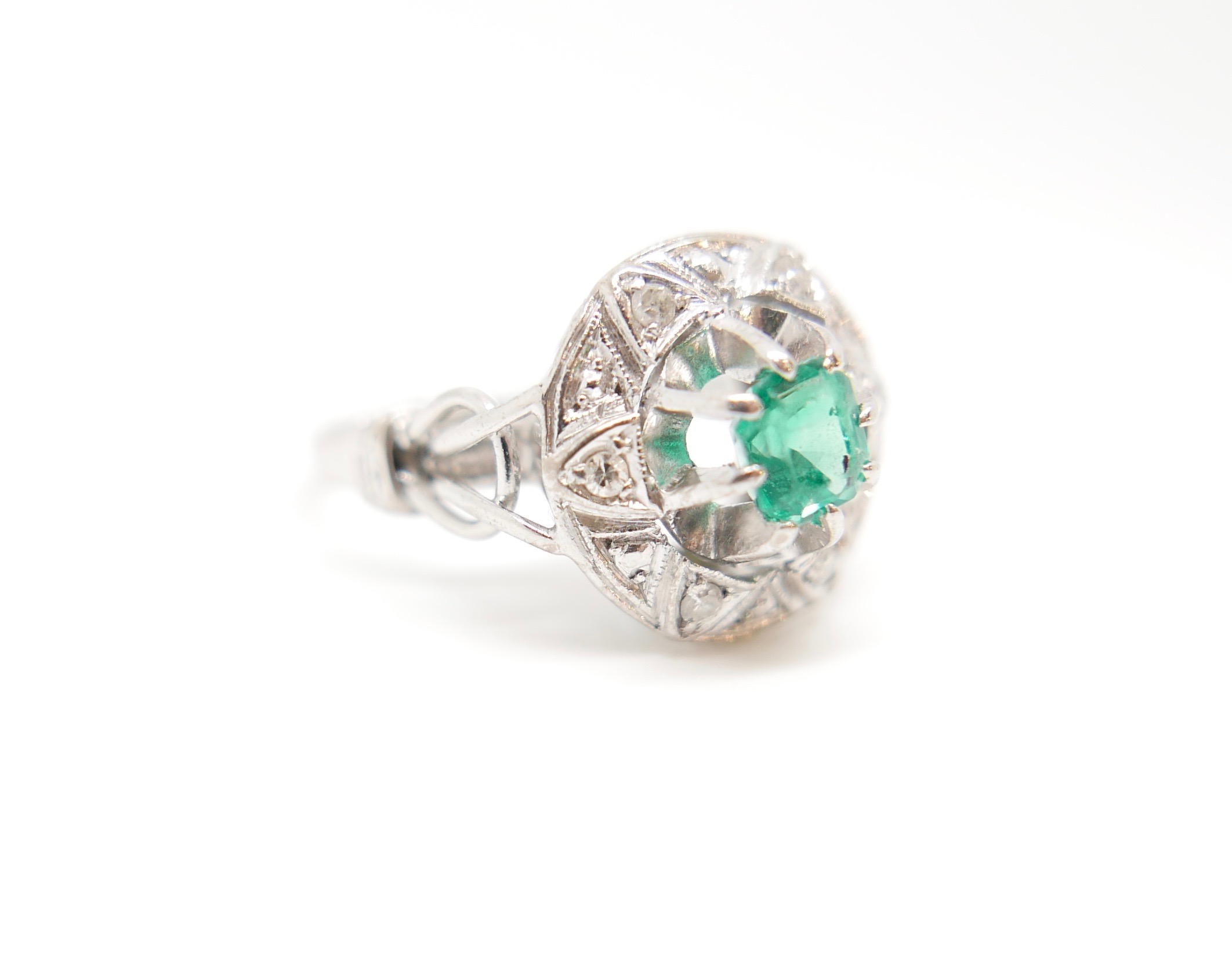 emerald and diamond antique ring uk