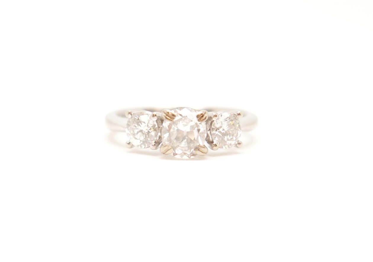 vintage three stone diamond ring
