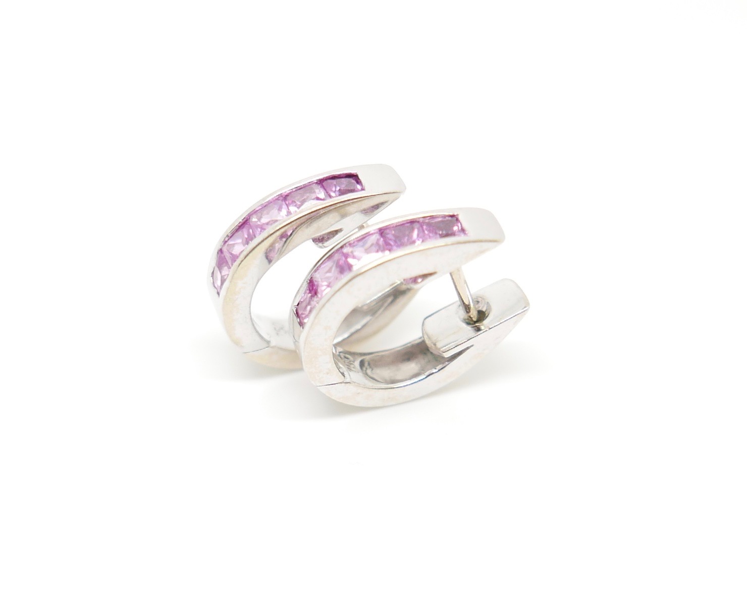 pink sapphire hoop earrings