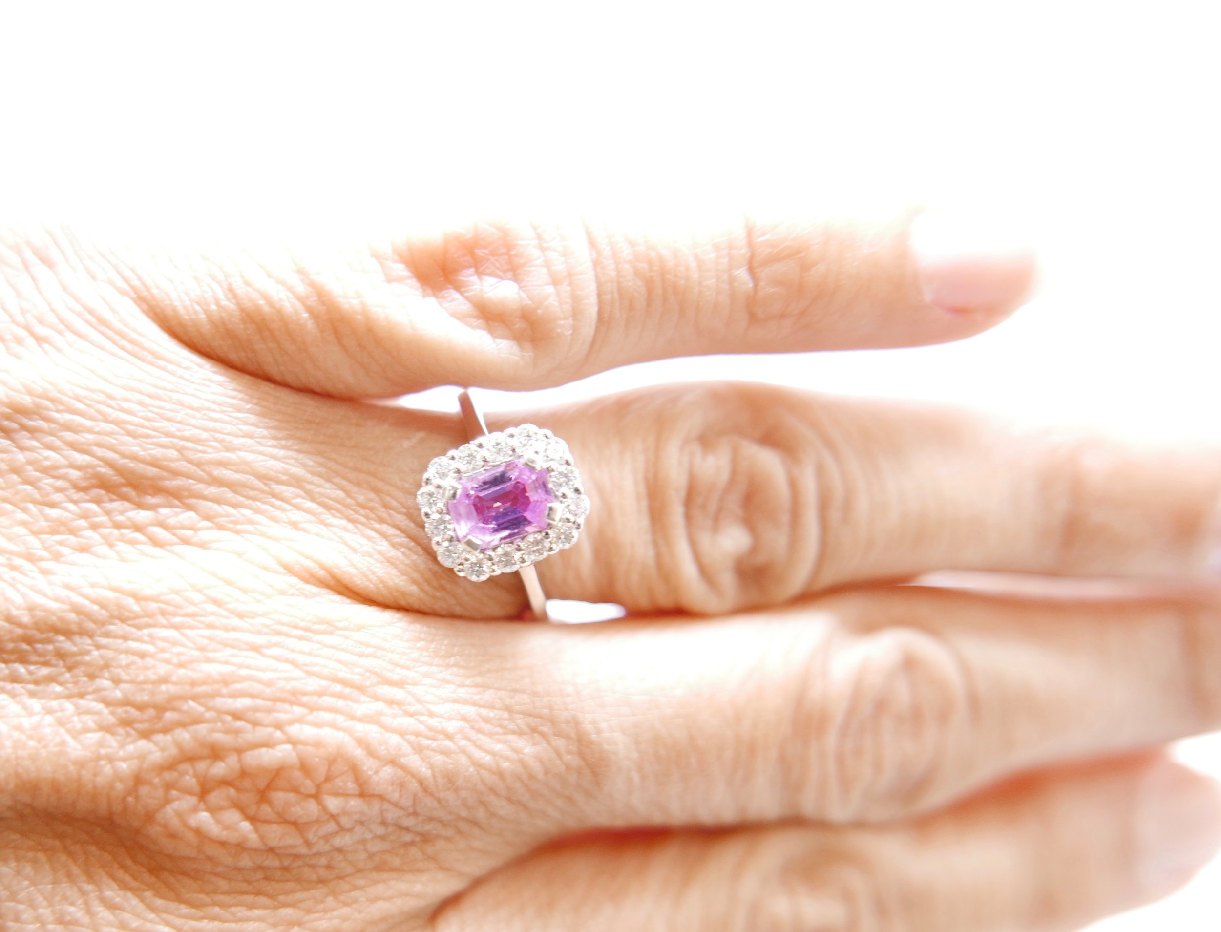 Pink sapphire engagement ring