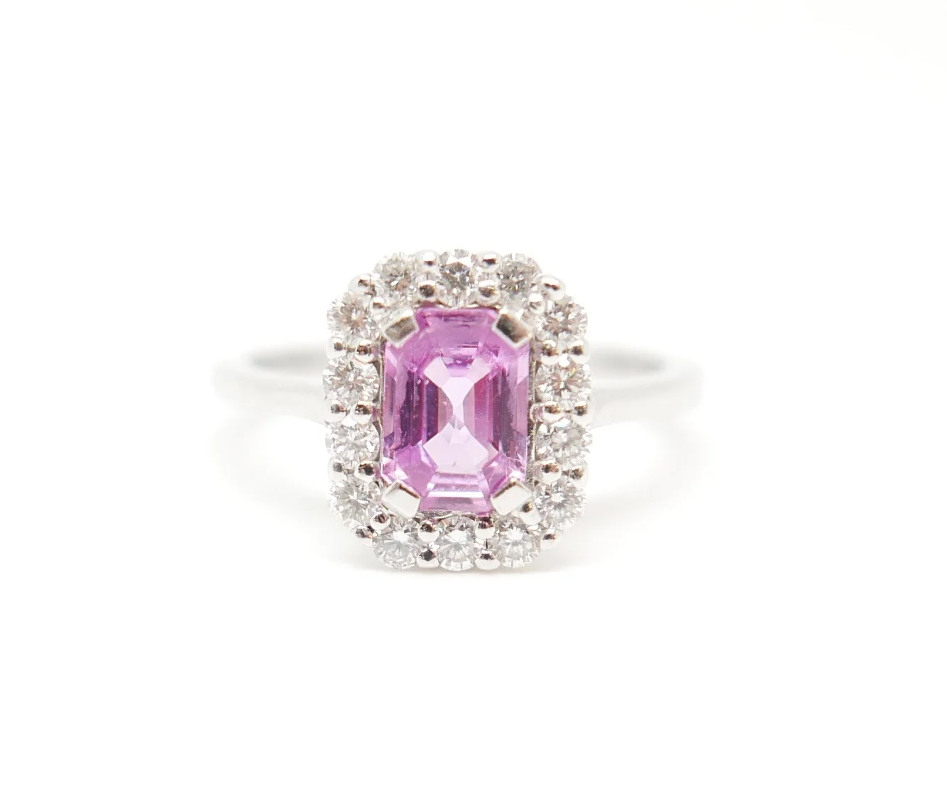Pink Sapphire &amp; Diamond Ring in 18ct Gold