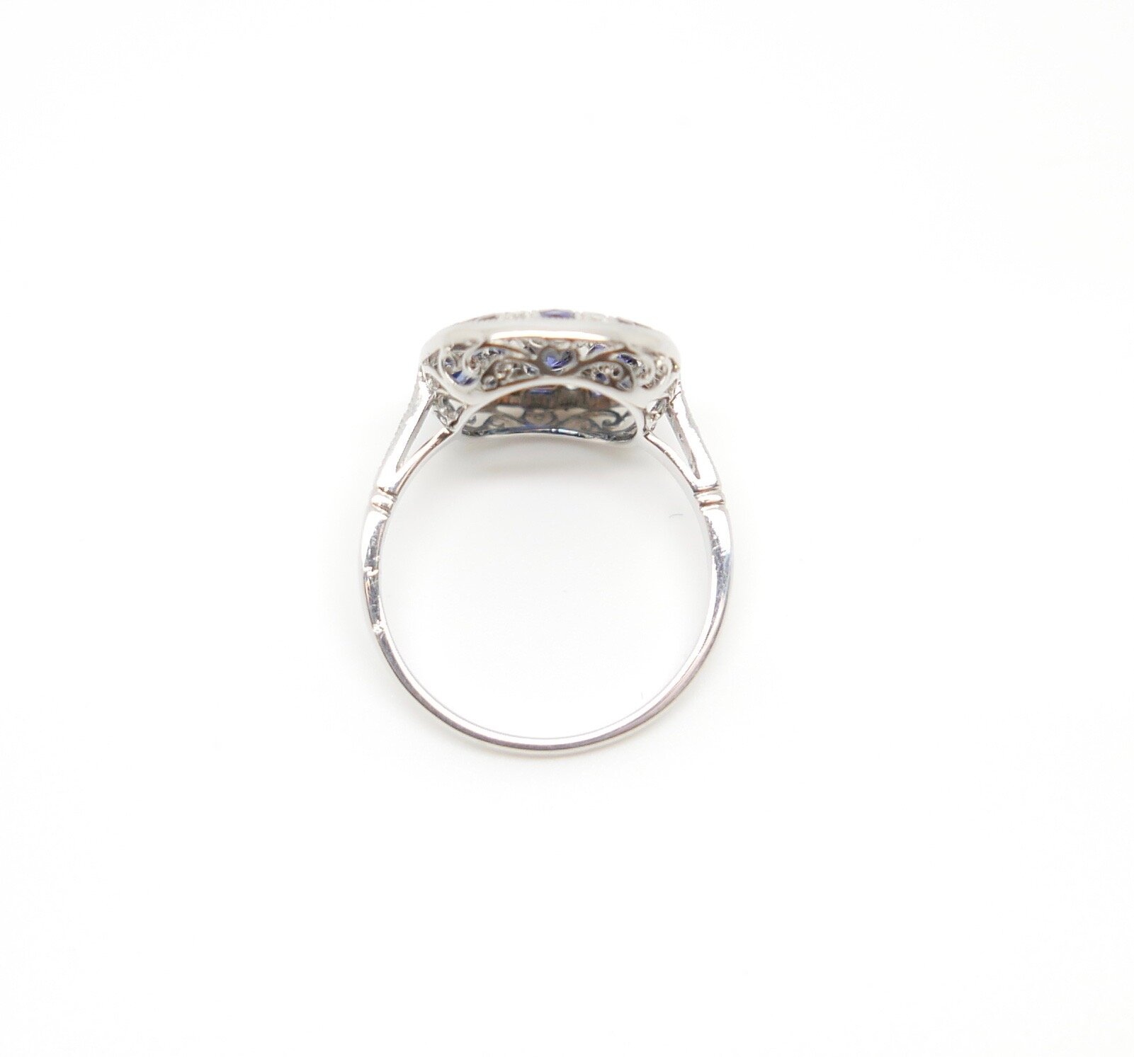 sapphire and diamond art deco ring top