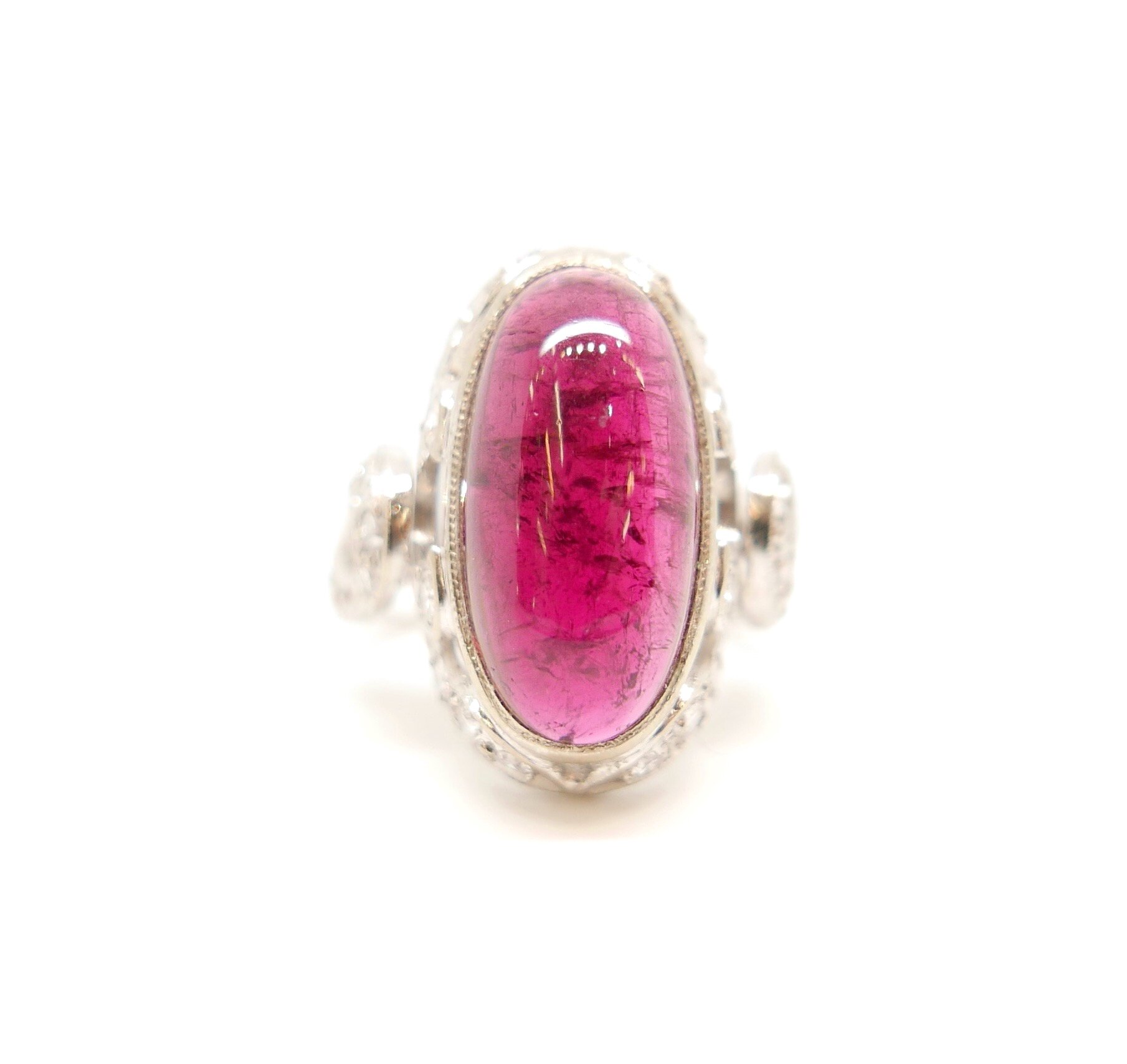 Rubellite &amp; Diamond Ring in 18ct Gold