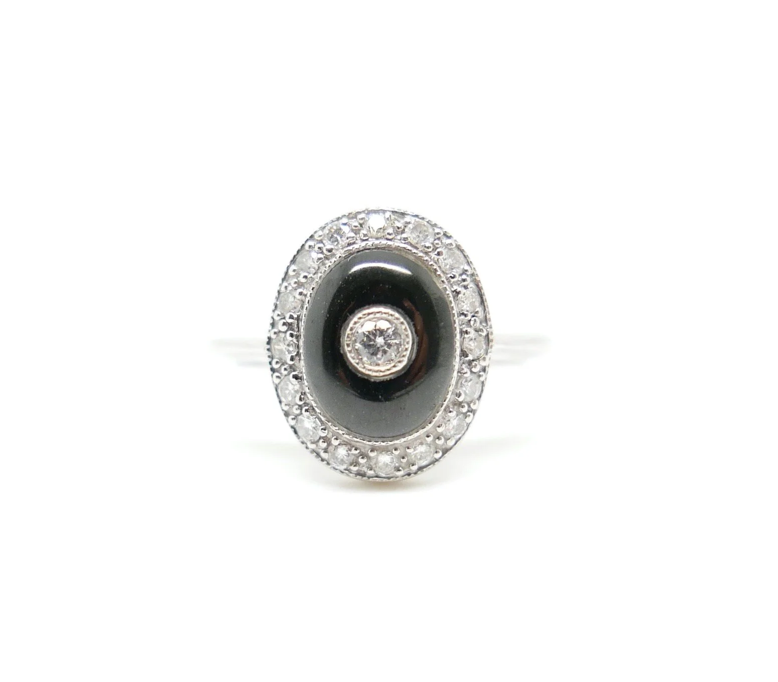 Onyx &amp; Diamond Ring in 18ct Gold