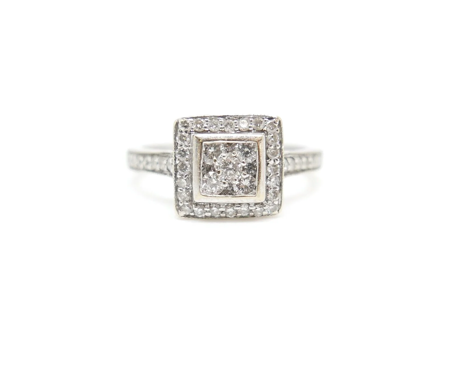 Square Shaped Diamond Cluster Ring in 18ct Gold