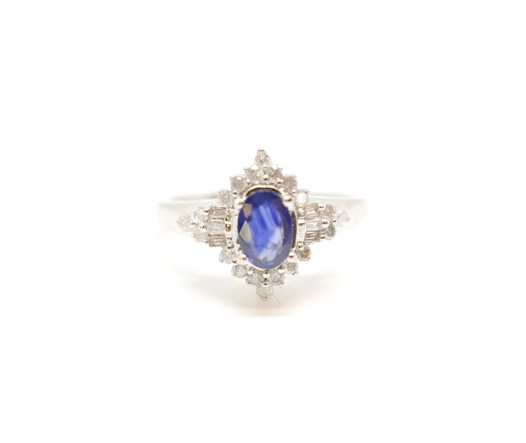 Sapphire and Diamond Ring in 9ct White Gold