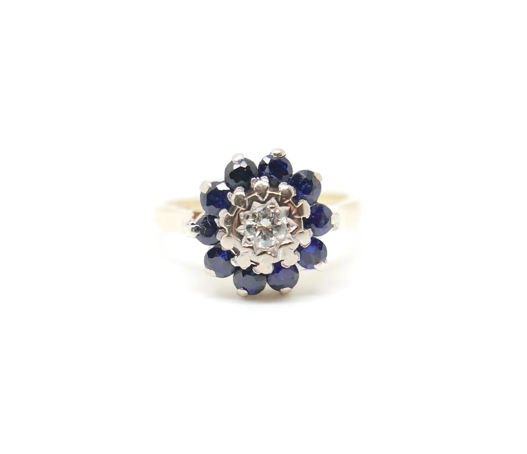 Sapphire & Diamond Cluster Ring in 18ct Gold