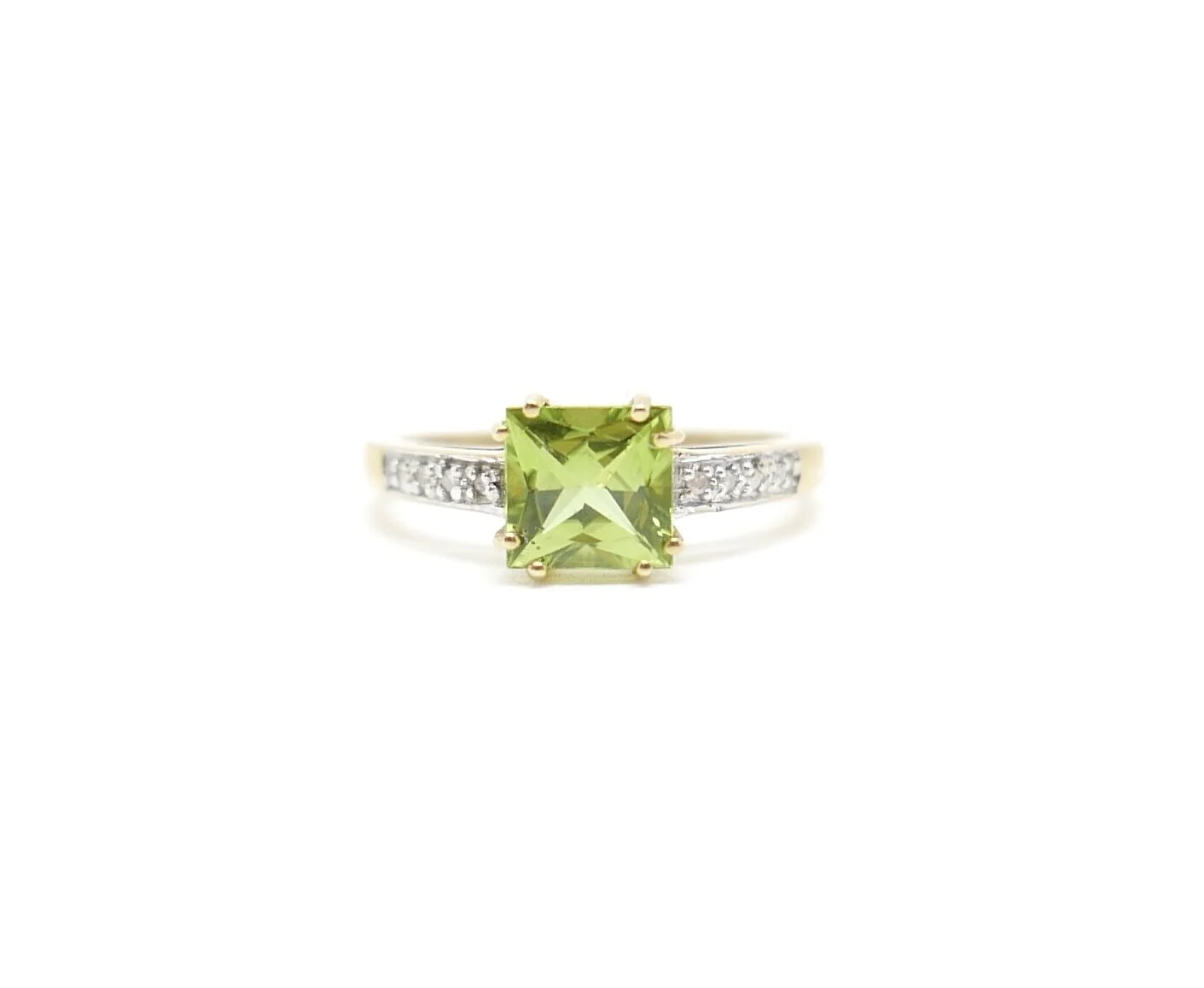 Peridot and Diamond Ring in 9ct Gold