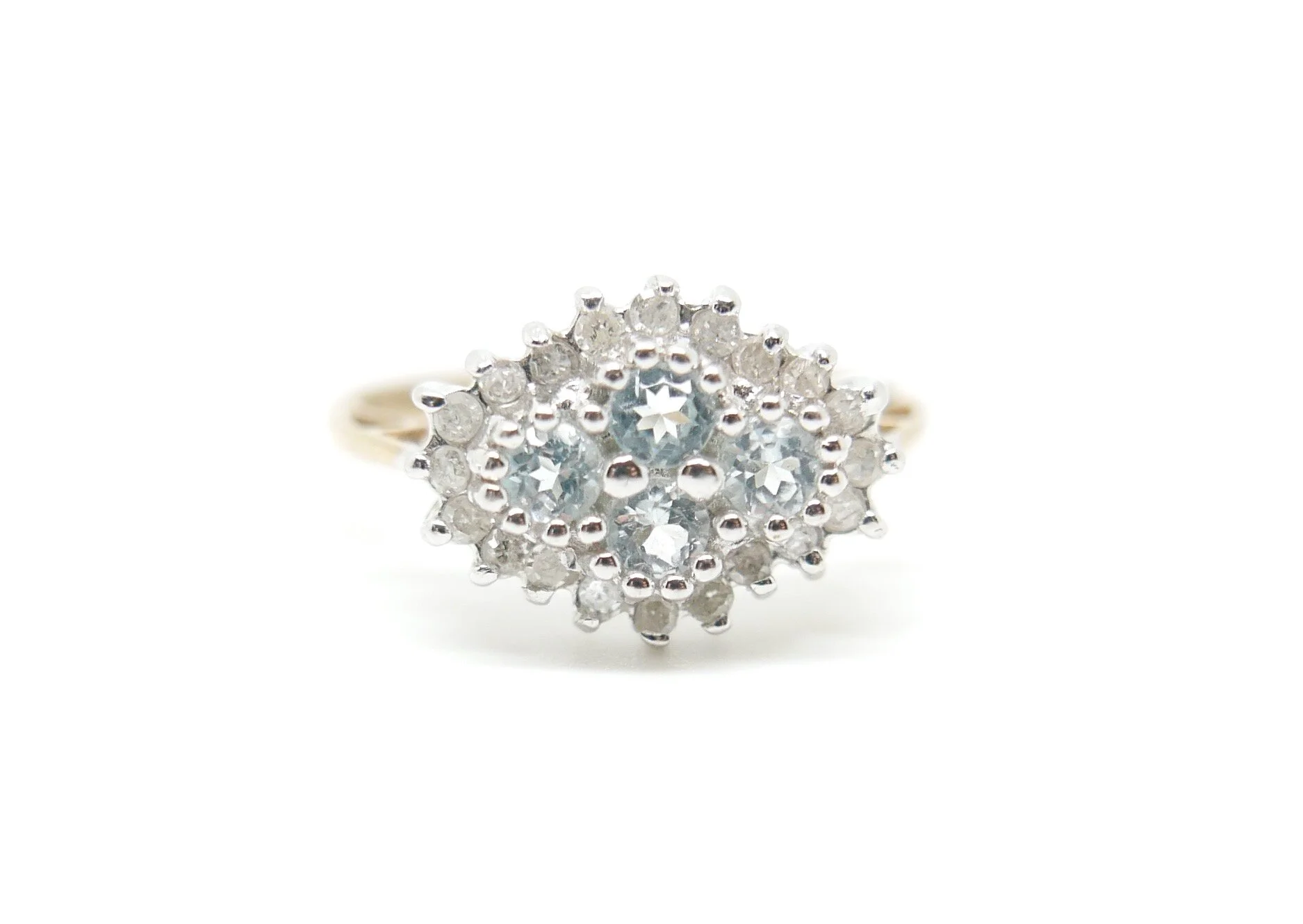 Aquamarine & Diamond Ring in 9ct Gold