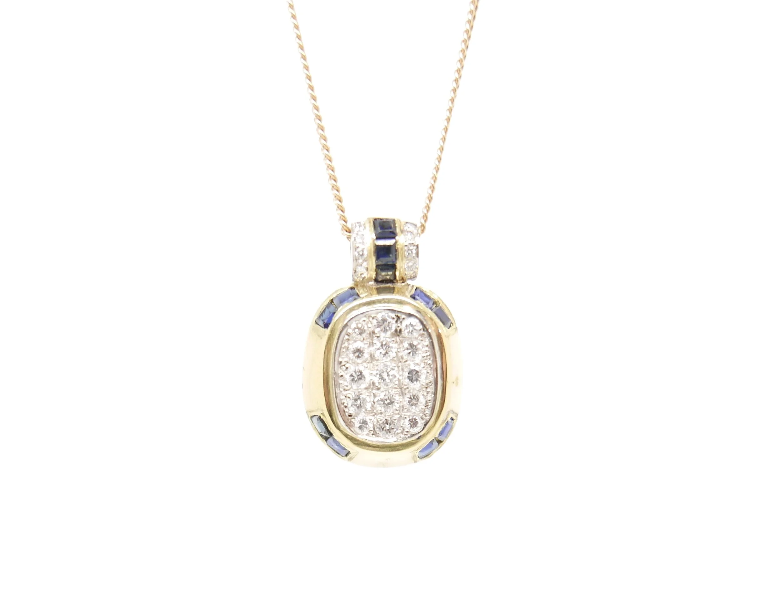 Diamond &amp; Sapphire Pendant Necklace in 18ct Gold