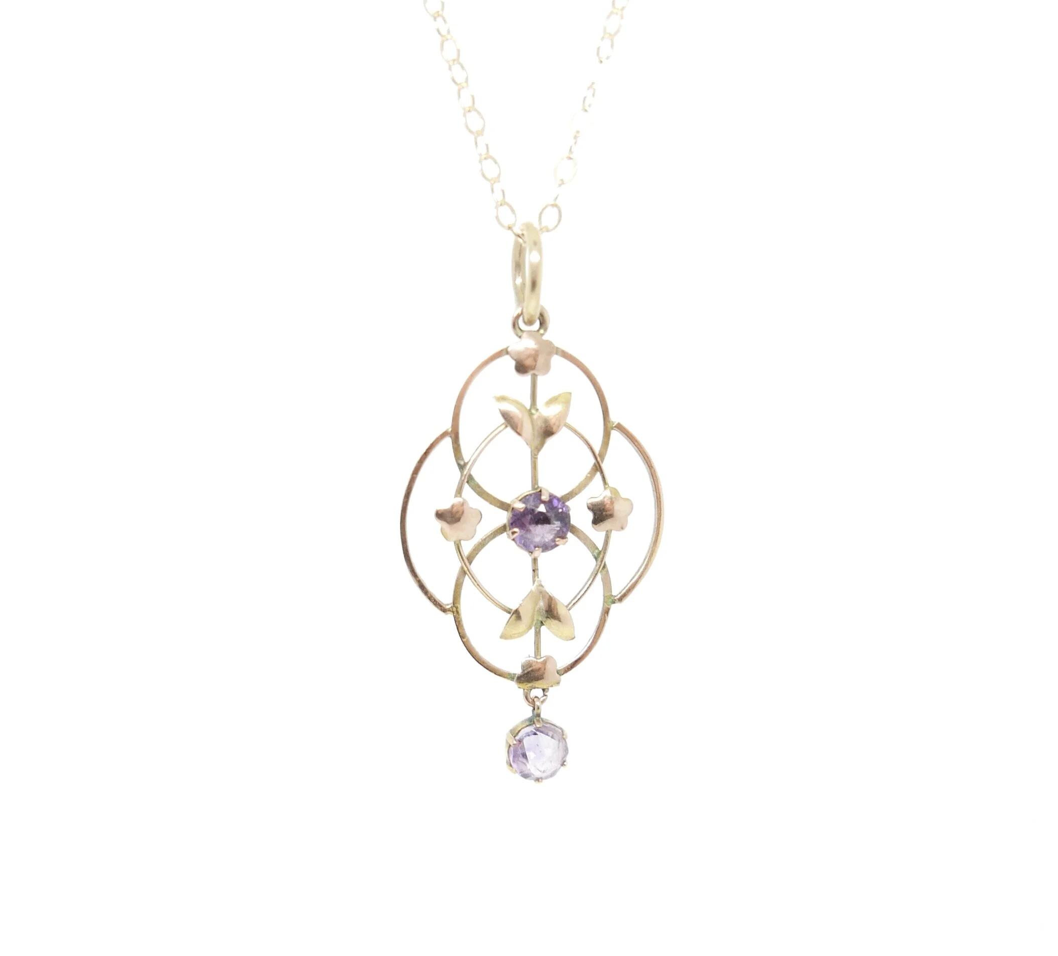 Edwardian Amethyst Pendant in 9ct Gold