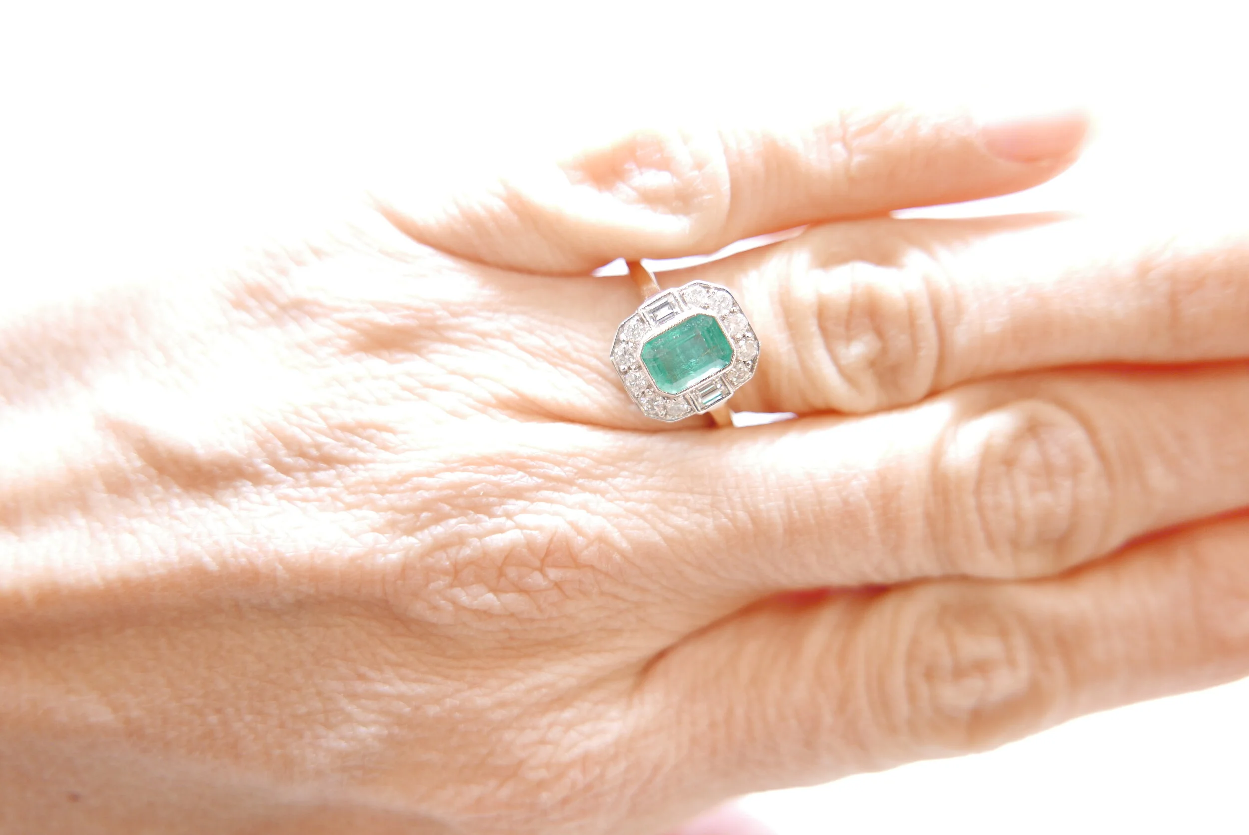 emerald art deco engagement ring